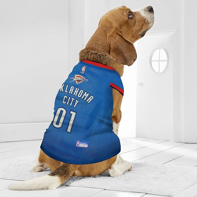 Pets First NBA OKLAHOMA CITY THUNDER DOG Jersey, Large - Tank Top Basketball Pet Jersey