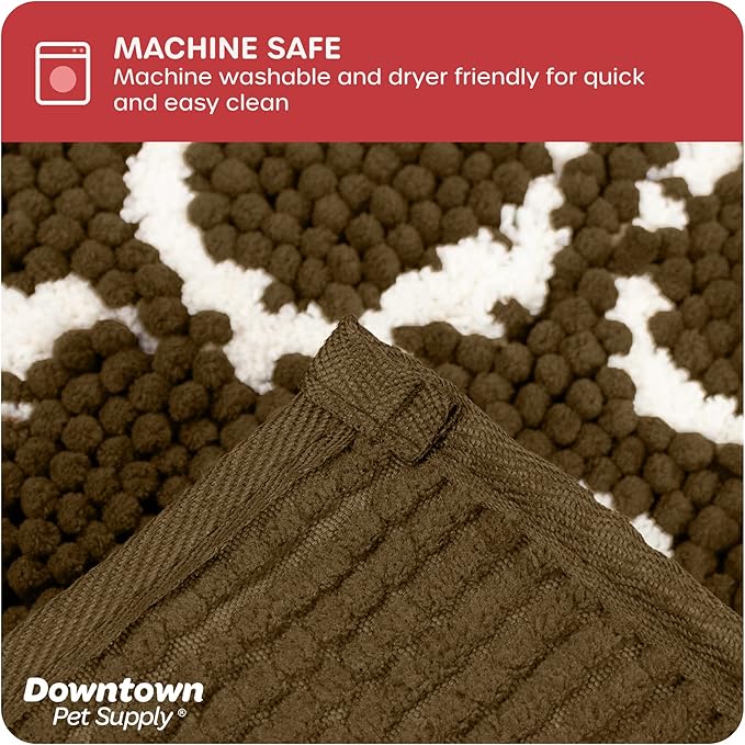 My Doggy Place Microfiber Dog Mat for Muddy Paws, 60" x 36" Brown with Paw Print - Non-Slip, Absorbent and Quick-Drying Dog Paw Cleaning Mat, Washer and Dryer Safe - X-Large/Runner