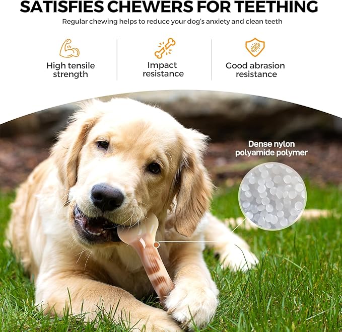Dog Bone Goodie Bone Indestructible Chew Toy for Aggressive Chewers, Long Lasting Nylon Bone Tough Durable Dog Toys Puppy Toys Teeth Cleaning for Medium and Large Pets - 6"