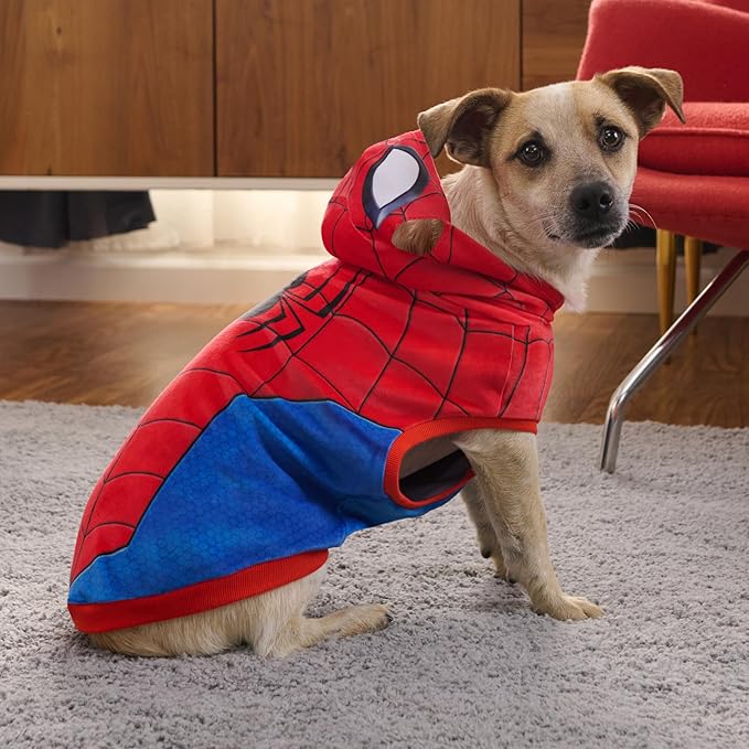 MARVEL Spider-Man Pet Hoodie - Sleeveless Hooded Pet Shirt with Costume Design (Medium)