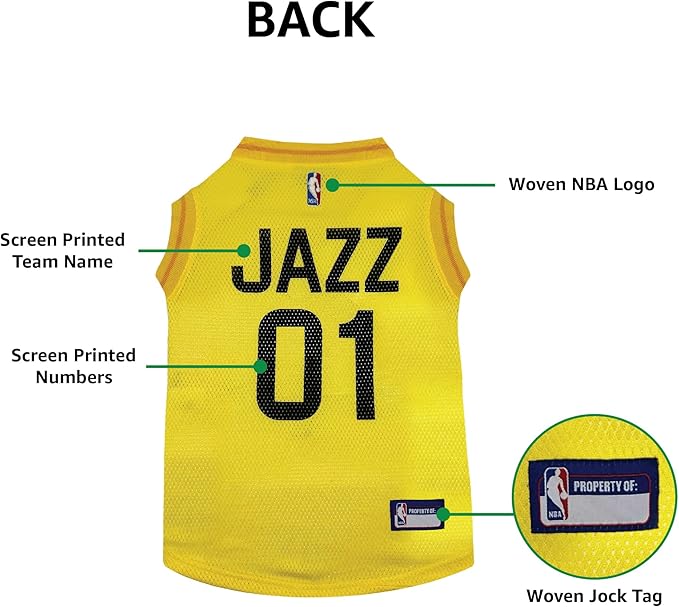 Pets First NBA Utah Jazz Dog Jersey, Small- Tank Top Basketball Pet Jersey