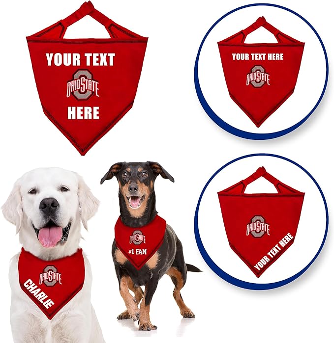 Pets First NCAA Ohio State Buckeyes Personalized Tie Bandana for Dogs & Cats, Size Large/X-Large. Custom Dog Bandana Scarf Bib for Pet Cat Dog. The Ultimate Game-Day & Party Customizable Bandana