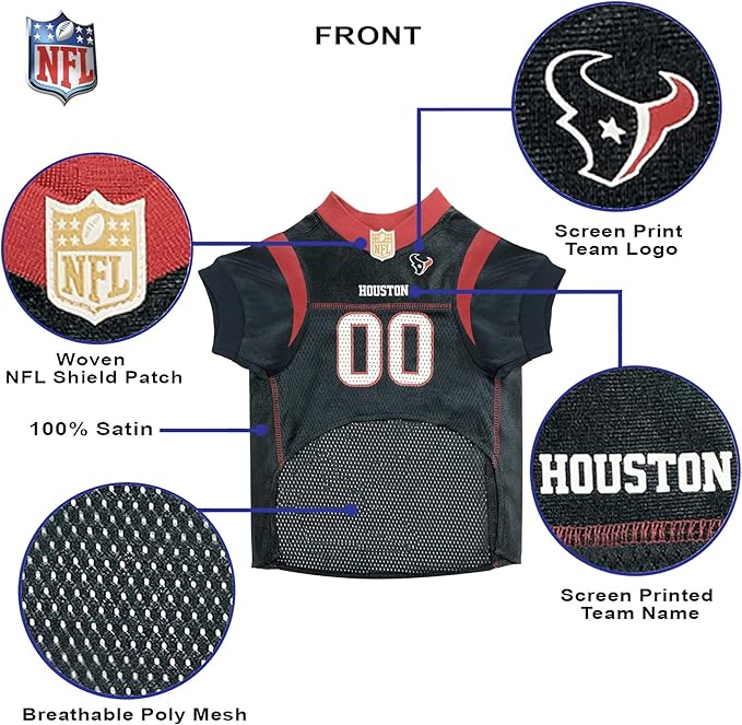 NFL Housotn Texans Dog Jersey, Size: Small. Best Football Jersey Costume for Dogs & Cats. Licensed Jersey Shirt