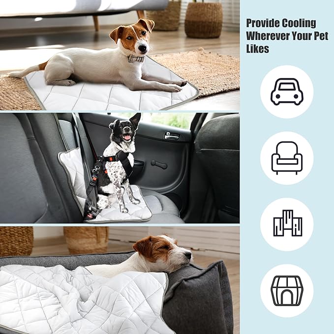 Leekalos Dog Cooling Mat,Pet Cooling Pads for Dogs Blanket,Summer Cooling Bed for Cats Blanket,Portable Pet Cooling Cushion for Home & Outdoor,Keep Cooling for Pets (Cool Grey, Small(22"x28"))