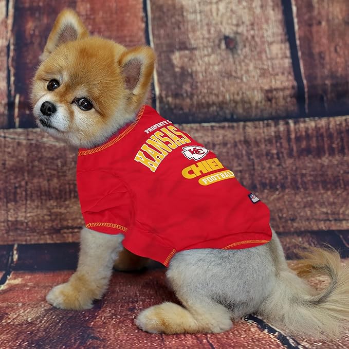 PET SHIRT for Dogs & Cats - NFL KANSAS CITY CHIEFS Dog T-Shirt, Large. - Cutest Pet Tee Shirt for the real sporty pup