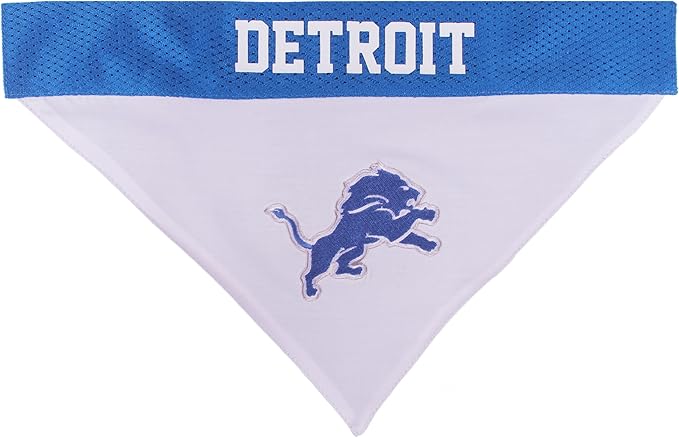 Pets First NFL Detroit Lions Reversible Bandana Size XX-Large for Dogs & Cats. 2 Sided Sports Bandana, Premium Embroidery Team Logo, Many NFL Teams Available