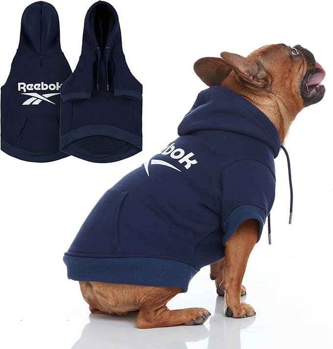 Reebok Dog Hoodie - Fleece Sweater With Leash Hole, Winter Sweatshirt for Small Medium and Large Dogs, Premium Fall Pullover, Cozy Warm Christmas Outfit