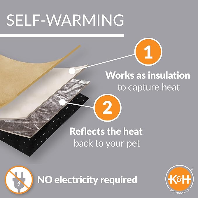 K&H Pet Products Self-Warming Dog Crate Pad, Large Self Heated Dog & Cat Bed Mat, Portable, Machine Washable, No Electric Needed, Adjustable Fit, Non-Slip Bottom - Large 37 X 25in Gray