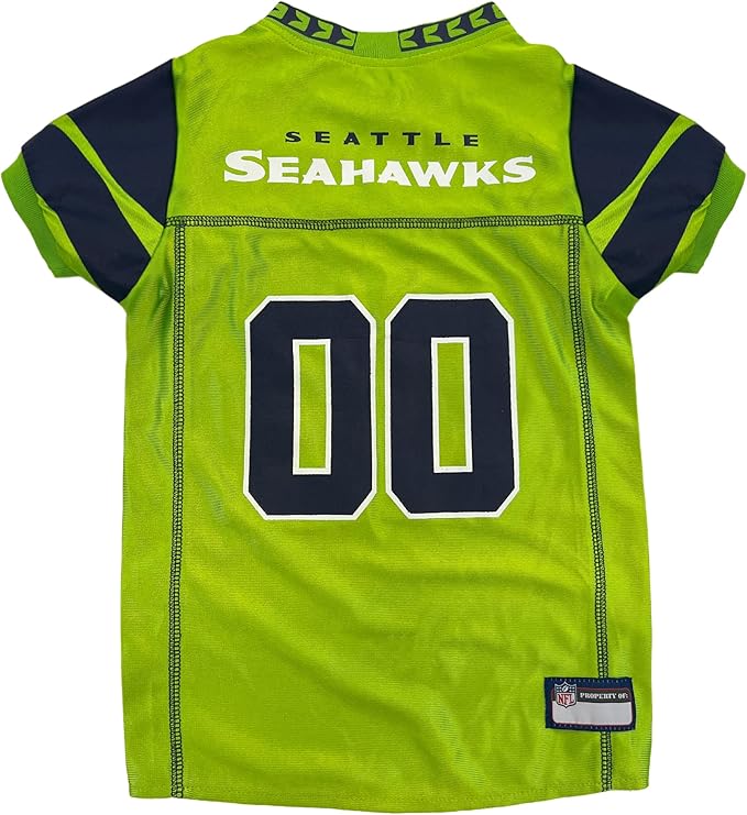 Pets First NFL Seattle Seahawks Color Rush Dog Jersey, Medium, Green, Striped, Varsity Stripes, Breathable Fabric, Machine Wash, 1 Count