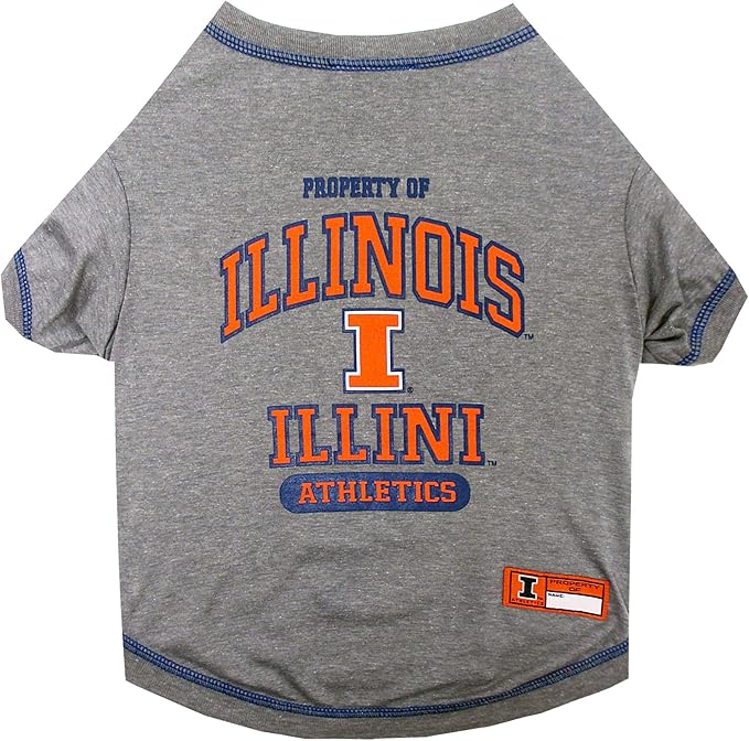 Pets First Collegiate ILLINOIS FIGHTING ILLINI Dog T-Shirt, Small. - Licensed Shirt for Pets Team Colored with Team Logos.- Premium Stretchable Materials for the Comfrot of your Dog & Cat.