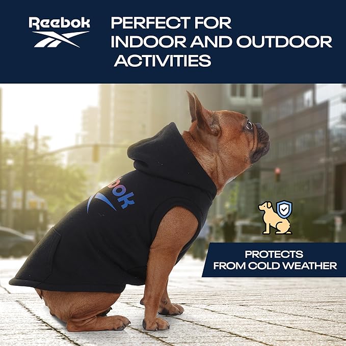 Reebok Dog Hoodie – Fleece Dog Sweater with Leash Hole, Cold Winter Dog Sweatshirt for Small Medium and Large Dogs, Premium Dog Fall Sweater Pullover Hoodie, Cozy Warm Perfect Dog Christmas Outfit