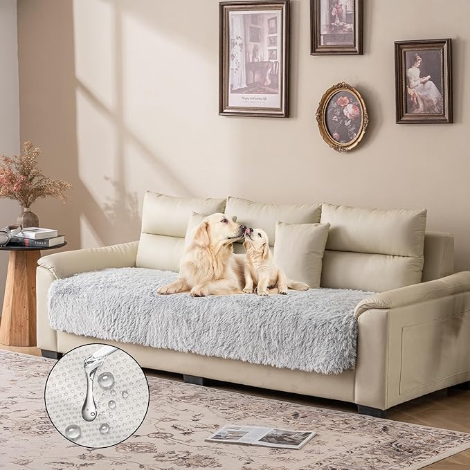 Waterproof Dog Bed Cover, Soft Plush Pet Blanket with Anti-Slip Back for Bed Couch Sofa, Furniture Protector for Small, Medium and Large Dogs and Cats (Magic Gray, 40"x50")
