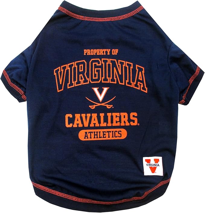Pets First Collegiate VIRGINIA CAVALIERS Dog T-Shirt, Large. - Licensed Shirt for Pets Team Colored with Team Logos.- Premium Stretchable Materials for the Comfrot of your Dog & Cat.