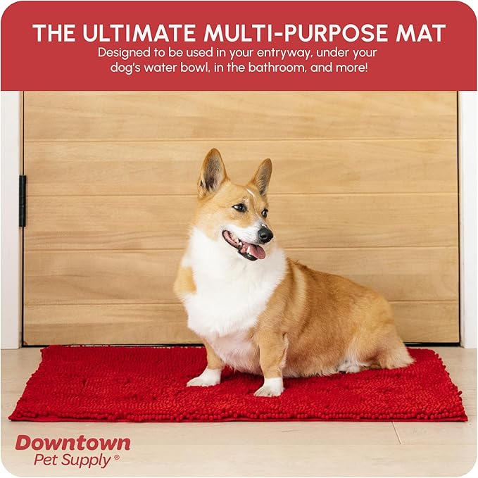 My Doggy Place Microfiber Dog Mat for Muddy Paws, 31" x 20" Red - Absorbent and Quick-Drying Dog Paw Cleaning Mat, Washer and Dryer Safe - Non-Slip Rubber Backed Dog Floor Mat, Medium