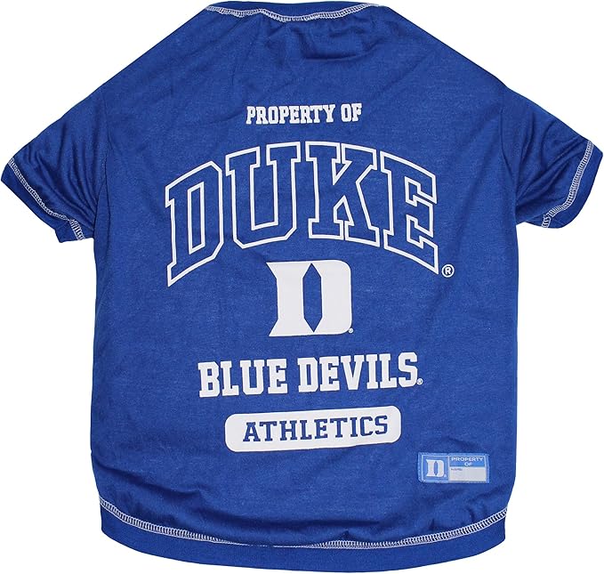 Pets First Collegiate Duke Blue Devils Dog T-Shirt, Small. - Licensed Shirt for Pets Team Colored with Team Logos.- Premium Stretchable Materials for The Comfrot of Your Dog & Cat.