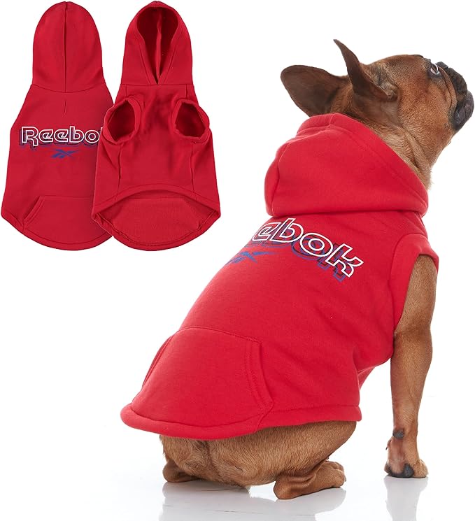 Reebok Dog Hoodie – Fleece Dog Sweater with Leash Hole, Cold Winter Dog Sweatshirt for Small Medium and Large Dogs, Premium Dog Fall Sweater Pullover Hoodie, Cozy Warm Perfect Dog Christmas Outfit