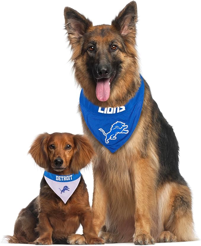 Pets First NFL Detroit Lions Reversible Bandana Size XX-Large for Dogs & Cats. 2 Sided Sports Bandana, Premium Embroidery Team Logo, Many NFL Teams Available