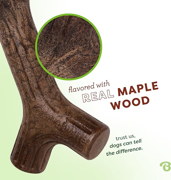 Benebone Maplestick Durable Dog Chew Toy for Aggressive Chewers, Real Maplewood, Made in USA, Small