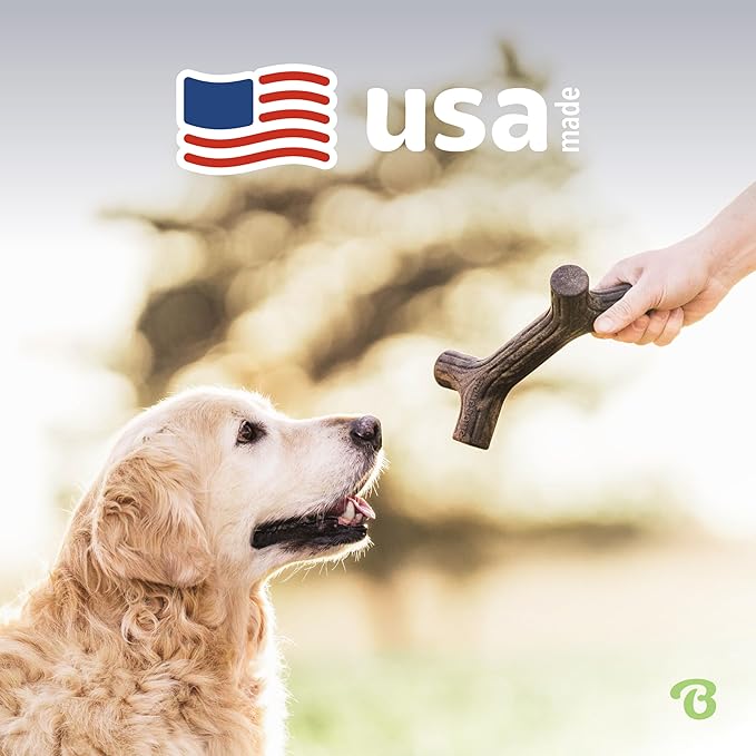 Benebone Bacon Stick Real Wood Durable Dog Chew Toy, Made in USA, Small