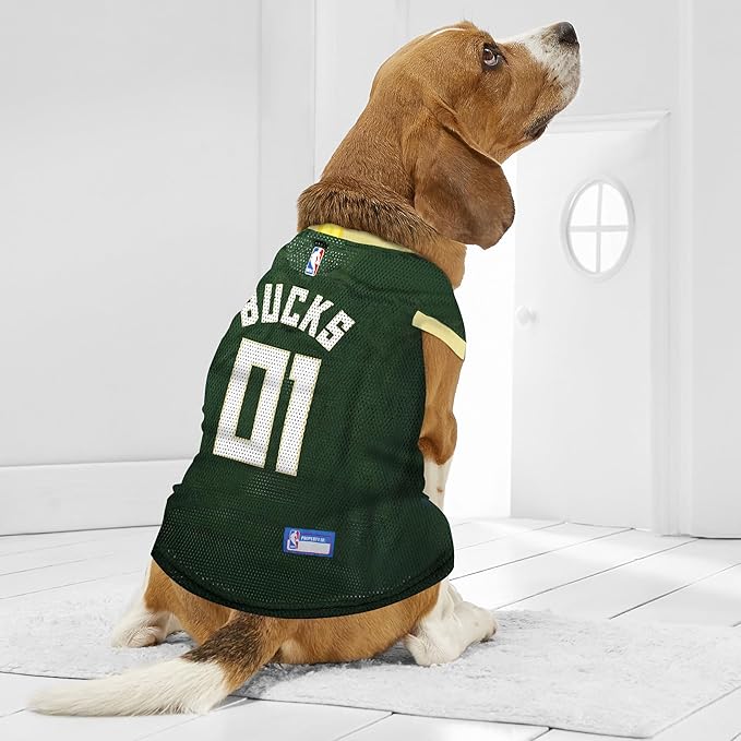 Pets First NBA MILWAUKEE BUCKS DOG Jersey, X-Large - Tank Top Basketball Pet Jersey