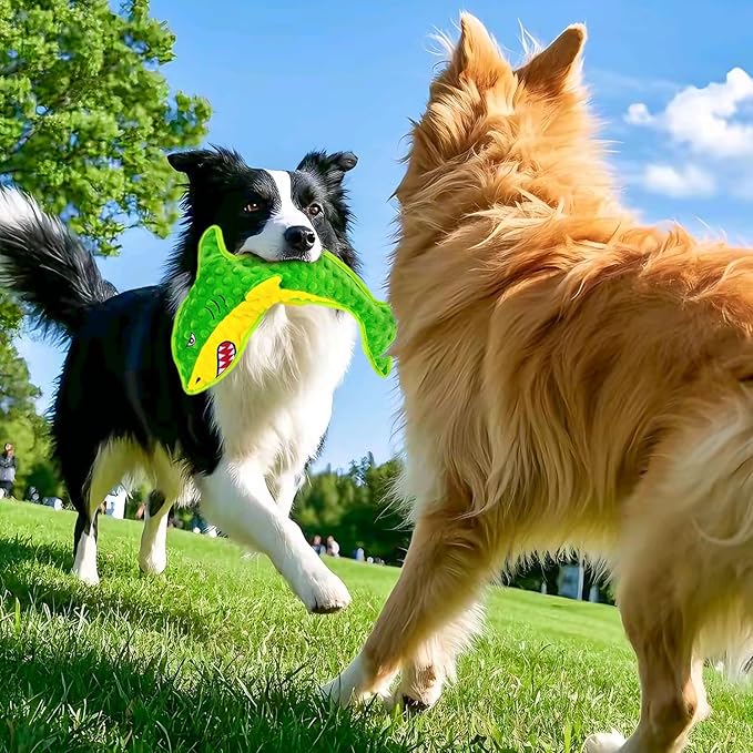 Dog Toy Squeaky Durable Dog Toys Chew for Aggressive Dogs No-Stuffed Dog Toy Interactive Hours of Fun Keep pups Busy -Green Shark,Bubble-Pressed Ultra-Soft Fabric