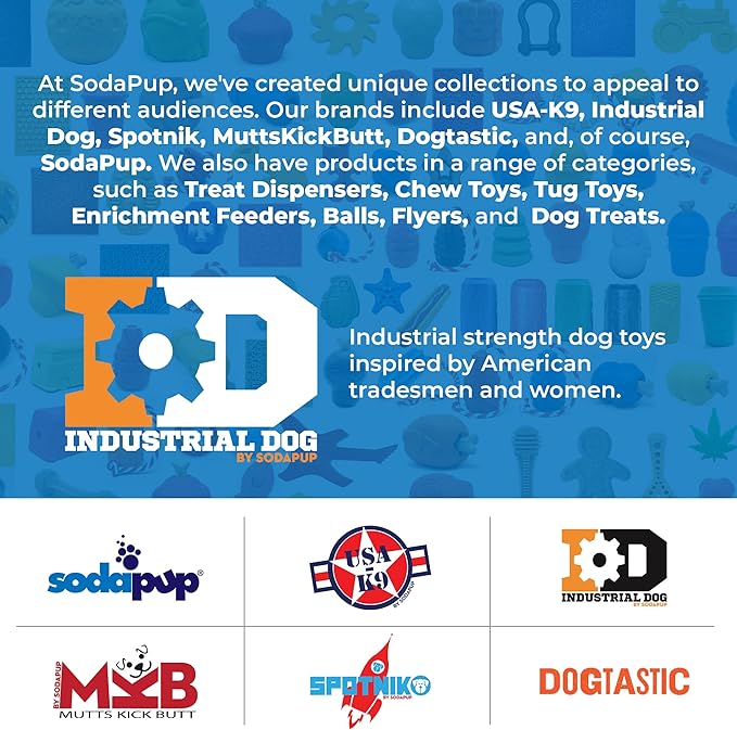 SodaPup Industrial Dog Pipe Wrench – Durable Dog Chew Toy Made in USA from Non-Toxic, Pet Safe, Food Safe Nylon Material for Mental Stimulation, Clean Teeth, Fresh Breath, Problem Chewing, & More