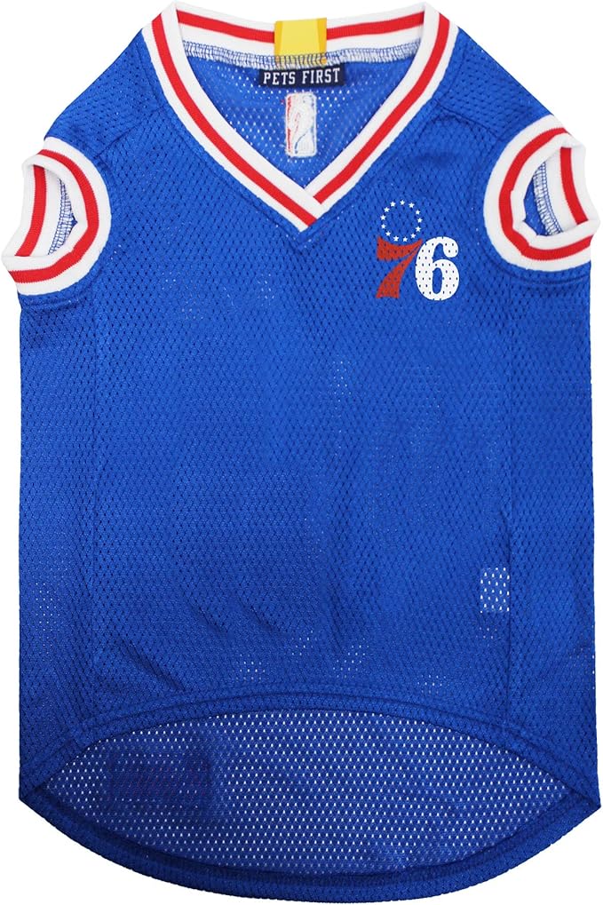 Pets First NBA PHILADELPHIA 76ERS DOG Jersey, Medium - Tank Top Basketball Pet Jersey (76R-4047-MD)
