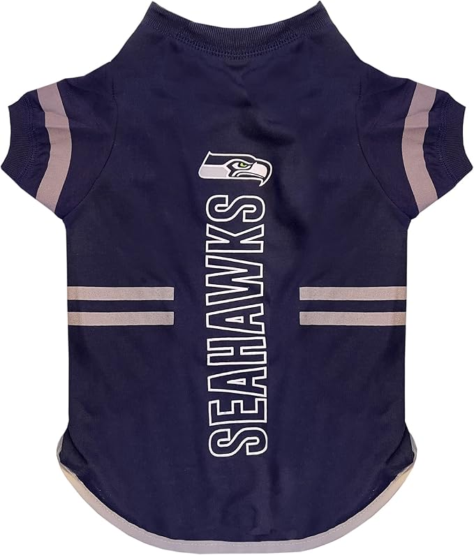 Pets First NFL Seattle Seahawks Dog T-Shirt, Football Dogs & Cats Shirt - Durable Sports PET TEE - 3 Sizes, NFL PET Outfit, Reflective TEE Shirt in Team Color, Cool Football Dog Tee