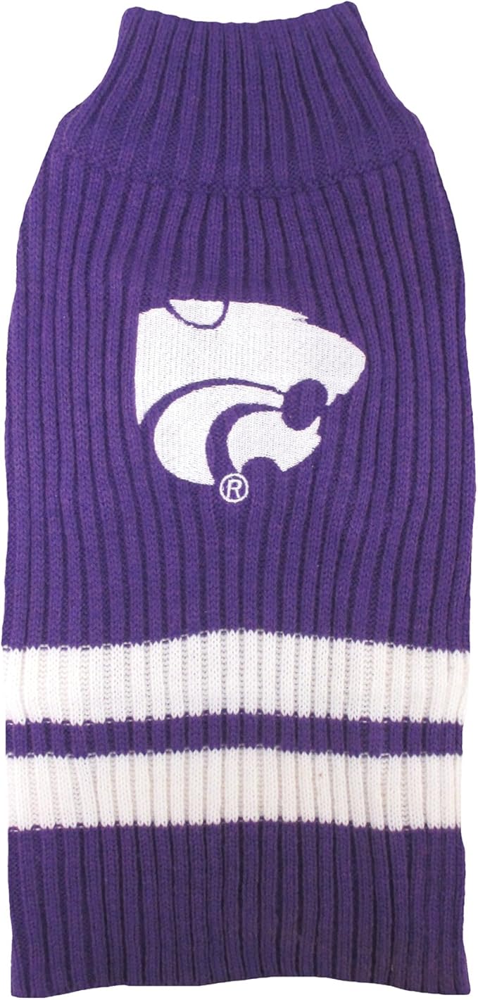 Pets First NCAA Kansas State Wildcats Dog Sweater, Size Large. Warm & Cozy Knit Pet Sweater with NCAA Team Logo, Best Puppy Sweater for Large & Small Dogs