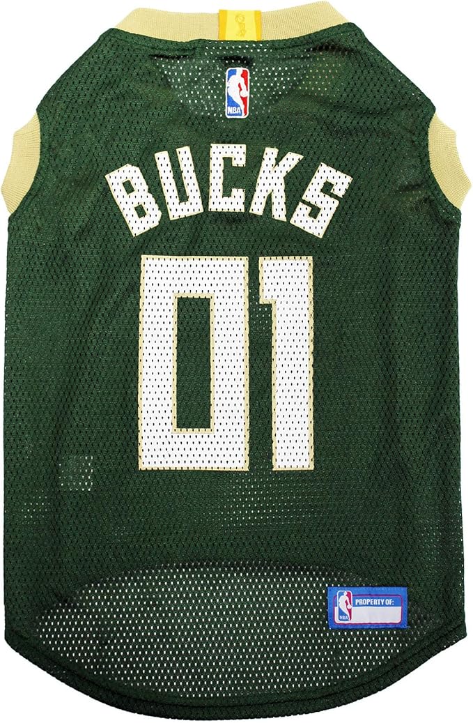 Pets First NBA MILWAUKEE BUCKS DOG Jersey, X-Large - Tank Top Basketball Pet Jersey