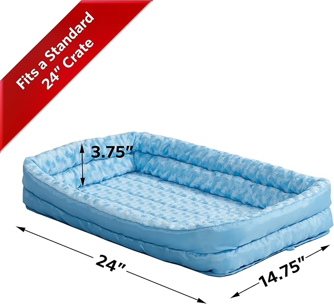 MidWest Homes for Pets Double Bolster Bed, 24", Blue