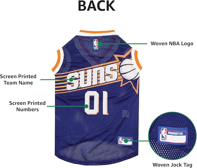 NBA PHOENIX SUNS DOG Jersey, Medium - Tank Top Basketball Pet Jersey