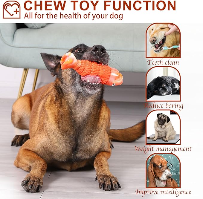 Indestructible Dog Toys for Aggressive Chewers Large Breeds, Durable Squeaky Toys for Super Chewers, Heavy Duty Tough Bone to Keep Them Busy, Interactive Dog Chew for Medium Breed