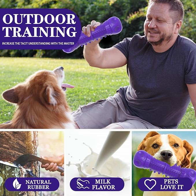 Dog Squeaky Toys for Aggressive Chewers, Durable Chew Toys for Large Medium Breed Dog, Tough Durable Dogs Toys with Natural Rubber