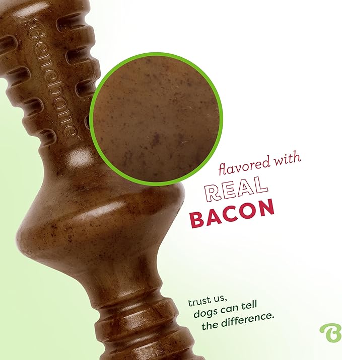 Benebone Zaggler Rolling Dog Chew Toy for Aggressive Chewers, Real Bacon, Made in USA, Small