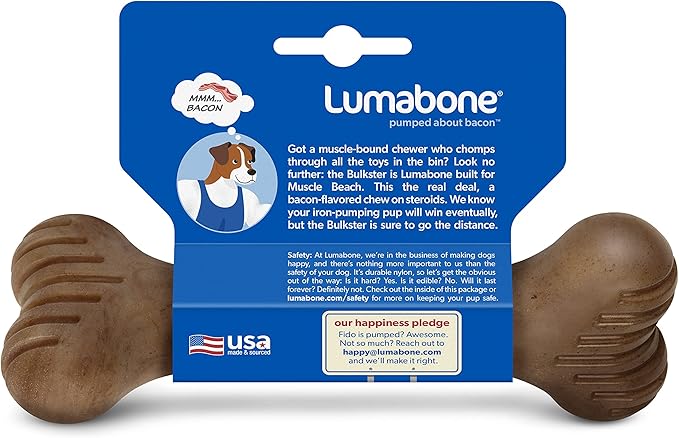 Bulkster Durable Chew Toy for Aggressive Chewers, Real Bacon, Made in USA, Small