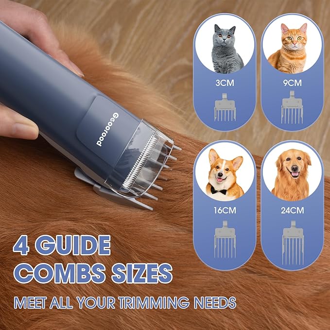 Dog Grooming Vacuum and Dryer Kit, Blower for Pet Vacuum Grooming 7 in 1 with Clippers for Dogs Hair Shedding Brush Remover Tools at Home Blue Grey