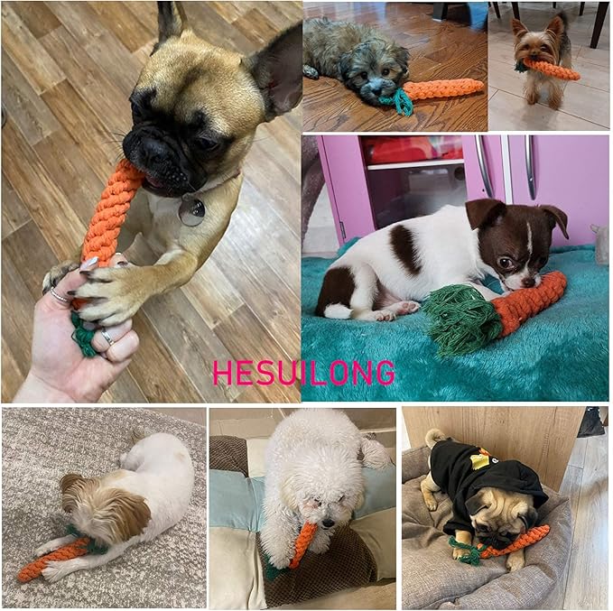 Dog Toys 3 PCS Puppy Teething Chew Toys,Dog Rope Toys,Cat Chew Toys,Safe Braided Rabbit Toys Healthy Gift