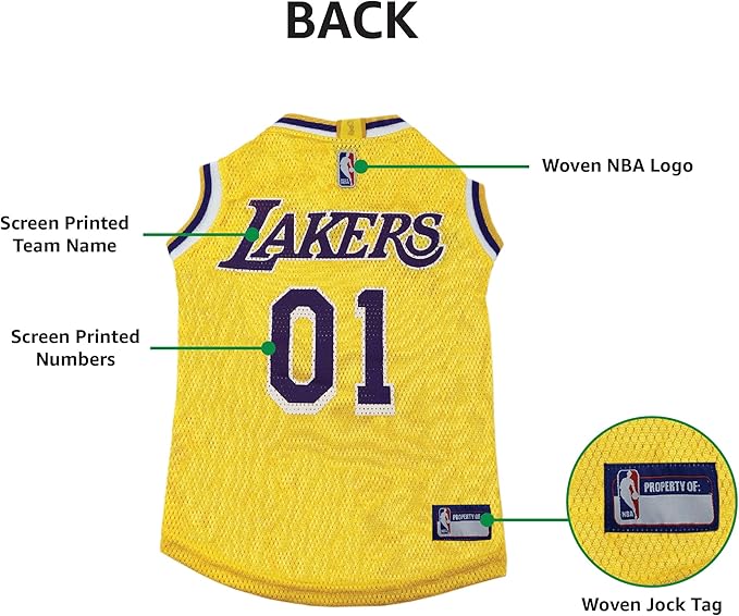 Pets First NBA LOS ANGELES LAKERS DOG Jersey, X-Large - Tank Top Basketball Pet Jersey