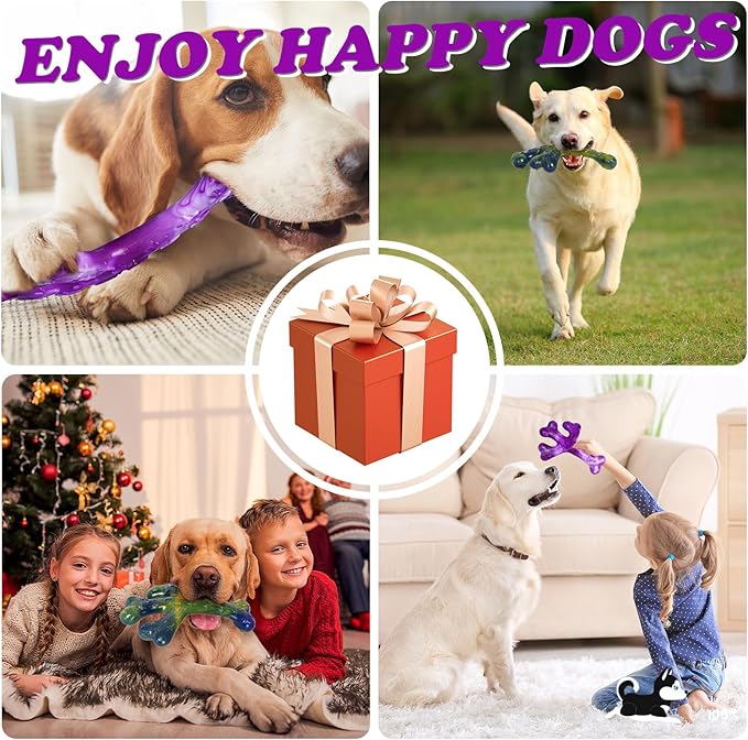 Dog Toys for Aggressive Chewers, 2 Pack Tough Dogs Chew Toys Aggressive Chewers Beef Bacon Flavor, Indestructible Dog Toy for Aggressive Chewers Gift