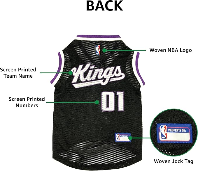 Pets First NBA Sacramento Kings Mesh Dog Jersey, Large