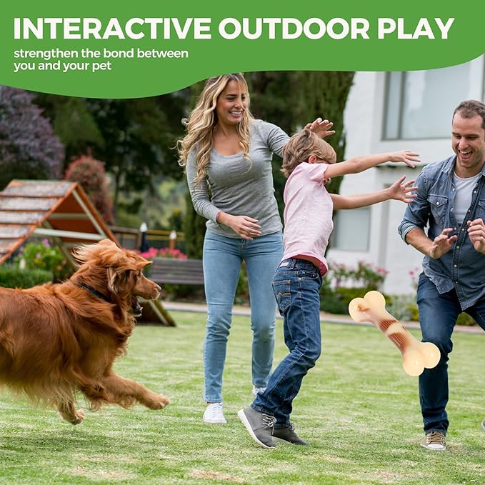 Dog Chew Bones for Aggressive Chewers, 3 Pcs Tough Nylon Chew Toys for Small, Medium and Large Dogs, Interactive Durable Toys for Teeth Cleaning and Anxiety Relief, Ideal for 18 to 60 lbs