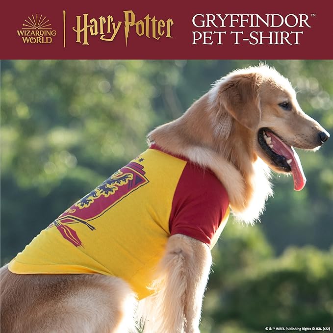 Harry Potter Gryffindor Pet T-Shirt in Size Extra Small | XS Dog T-Shirt, Harry Potter Dog Shirt | Harry Potter Dog Apparel & Accessories for Hogwarts Houses, Gryffindor, (FF18871)