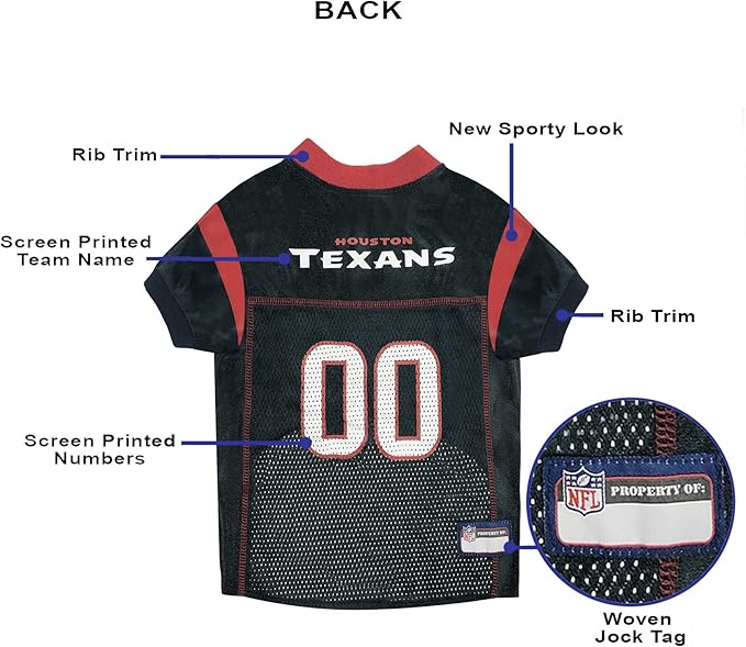 NFL Housotn Texans Dog Jersey, Size: Small. Best Football Jersey Costume for Dogs & Cats. Licensed Jersey Shirt