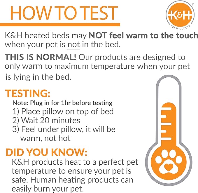 K&H Pet Products Bolster Heated Cat Bed for Indoor Cats, Thermo-Kitty Fashion Splash Orthopedic Foam Heated Pet Bed for Cats or Dogs, Waterproof Pet Heater, Safety Listed Small 18in Round Blue