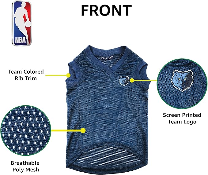 Pets First NBA MEMPHIS GRIZZLIES DOG Jersey, X-Small - Tank Top Basketball Pet Jersey