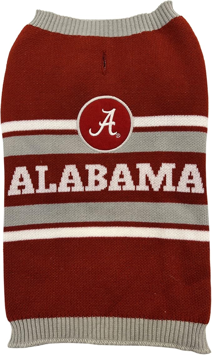 NCAA Alabama Crimson Tide Dog Sweater, Size Extra Large. Warm and Cozy Knit Pet Sweater with NCAA Team Logo, Best Puppy Sweater for Large and Small Dogs