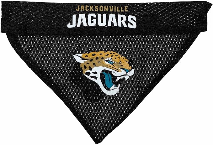 Pets First NFL DOG BANDANA - JACKSONVILLE JAGUARS REVERSIBLE PET BANDANA. 2 Sided Sports Bandana with a PREMIUM Embroidery TEAM LOGO, Large/X-Large. - 2 Sizes & 32 NFL Teams available