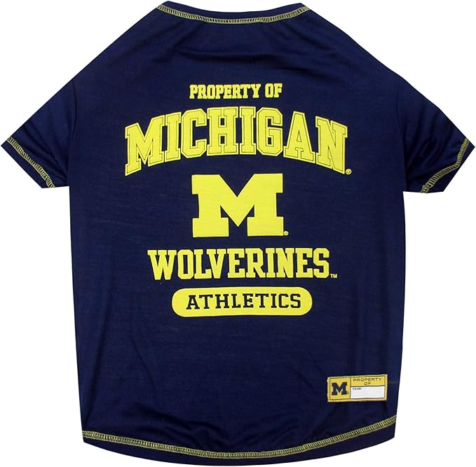 Pets First Collegiate Michigan Wolverines Dog T-Shirt, X-Large. - Licensed Shirt for Pets Team Colored with Team Logos.- Premium Stretchable Materials for The Comfrot of Your Dog & Cat.