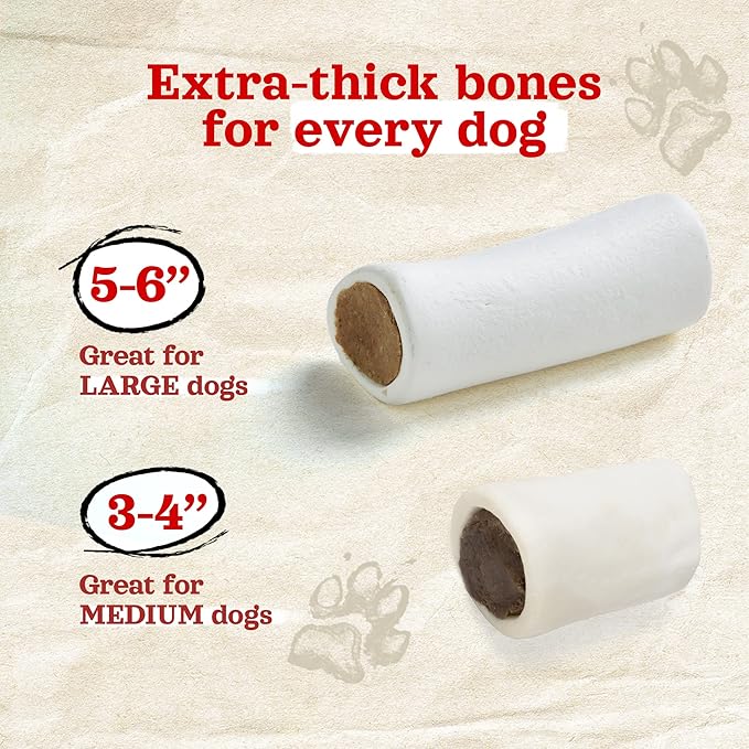 Natural Farm Filled Dog Bones, Bully Stick Flavor (5-6 Inch, 3 Pack), Limited Ingredient Stuffed Dental Dog Bone Treats for Large Dogs